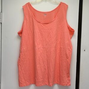 New Only Necessities Sleeveless Coral 100% Cotton Tank Top Women’s Plus Size 3X!